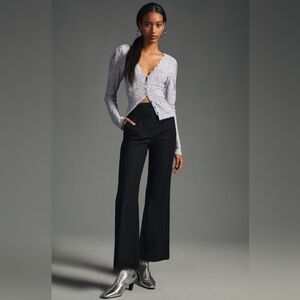 Anthropologie Maeve The Naomi Cropped Wide-Leg Flare Pants in Black